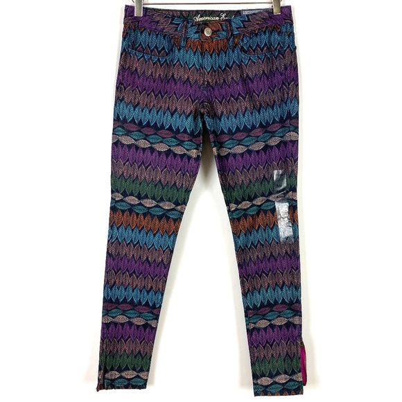 AEO Pants Leaf Print Ankle Multi Skinny Jegging 4 - Picture 1 of 7